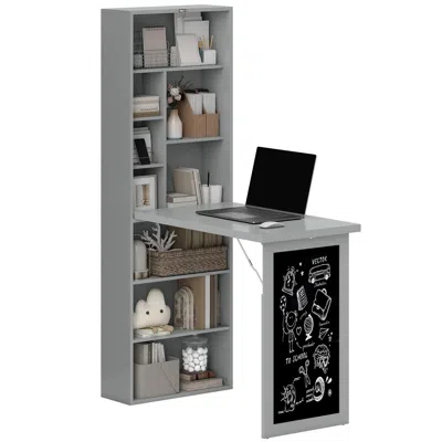 Goodsilo Fold-out Convertible Wall Mount Office Desk In Gray