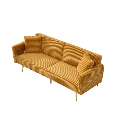 Goodsilo Foldable Corduroy Sofa Bed With Adjustable Armrests