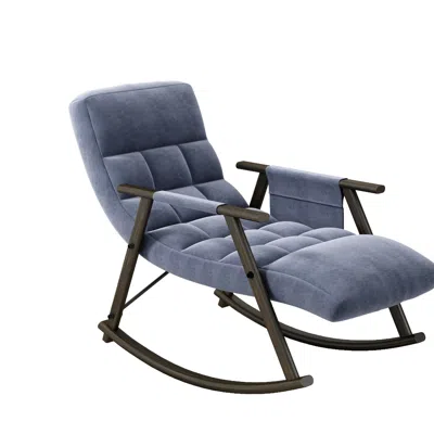 Goodsilo Foldable Rocking Chair With Adjustable Backrest In Blue