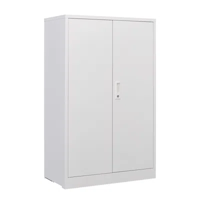 Goodsilo Folding Storage Cabinet Locking Doors Adjustable Shelf In White