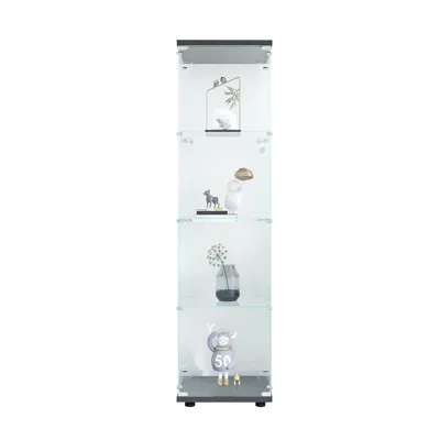 Goodsilo Four Shelf Glass Display Cabinet With Door In White