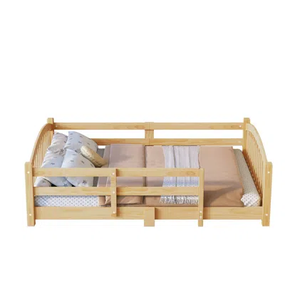Goodsilo Full Montessori Floor Bed With Safety Guardrails In Brown