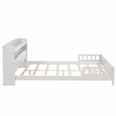 Goodsilo Full Pine Wood Bed With Bookcase Headboard In White