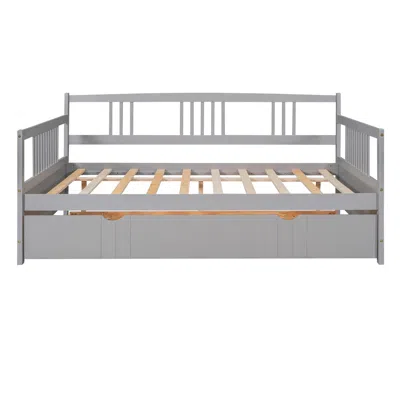 Goodsilo Full Size Daybed With Twin Trundle Storage In Gray