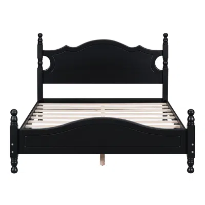 Goodsilo Full Size Retro Style Platform Bed Frame With Slat Support In Black