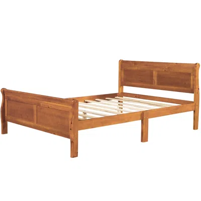 Goodsilo Full Size Wood Platform Bed With Headboard In Brown