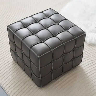 Goodsilo Genuine Leather Tufted Ottoman Footstool