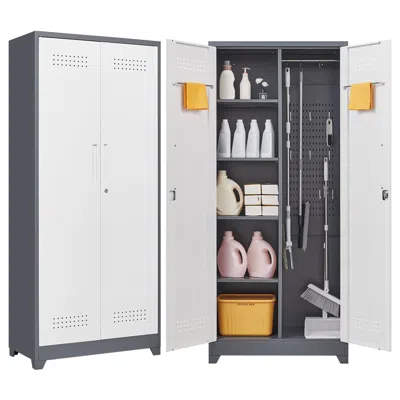 Goodsilo Gray Metal Lockers With Adjustable Shelves Locking Doors