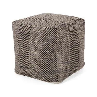 Goodsilo Handcrafted Cotton Pouf With Chevron Pattern