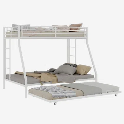 Goodsilo High Stability Square Tube Bunk Bed With Trundle In Gray