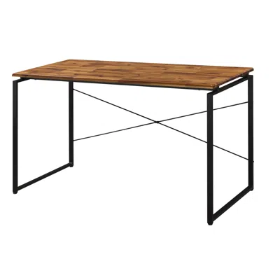 Goodsilo Industrial Style Writing Desk With Metal Frame In Brown