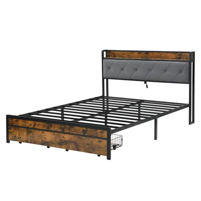 Goodsilo King Bed Frame With Storage And Led Lighting In Black