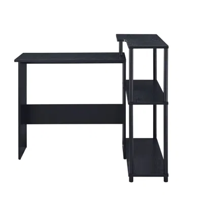 Goodsilo L-shaped Writing Desk With Storage Shelf In Black