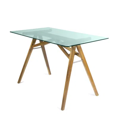 Goodsilo Large Modern Office Desk With Glass Tabletop In Brown