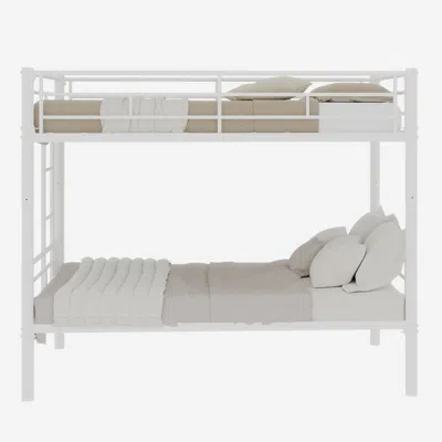 Goodsilo Metal Twin Bunk Bed Frame With Ladders And Guardrail