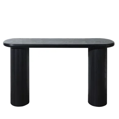 Goodsilo Modern Black Console Table Ribbed Entryway