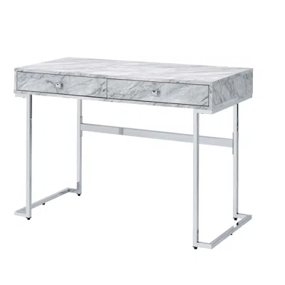 Goodsilo Modern Chrome Writing Desk With Storage Drawers In Gray