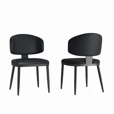 Goodsilo Modern Dining Chairs Set Of 2 Contemporary Style In Black