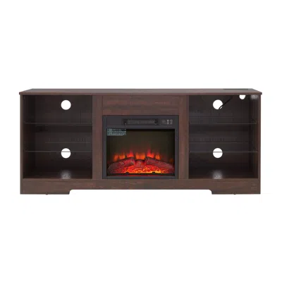 Goodsilo Modern Electric Fireplace Tv Stand Console In Brown