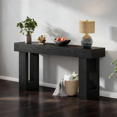Goodsilo Modern Farmhouse Console Table With Rustic Charm In Black
