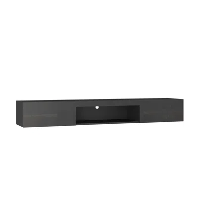 Goodsilo Modern Floating Led Tv Stand Wall Mount Cabinet In Black