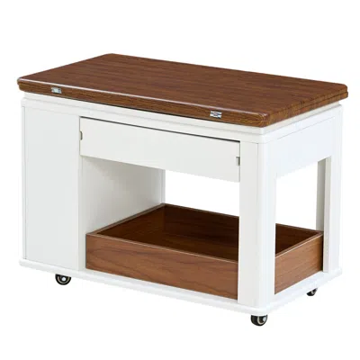 Goodsilo Modern Foldable Top Multi-tier Storage Coffee Table In White