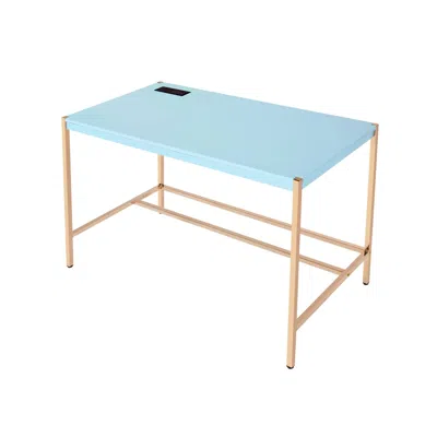 Goodsilo Modern Gold Base Writing Desk With Usb Port In Blue