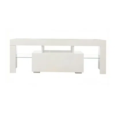 Goodsilo Modern Led Entertainment Tv Stand Cabinet In White
