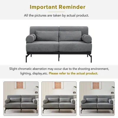 Goodsilo Modern Loveseat Sofa With Usb Ports Cylindrical Armrests