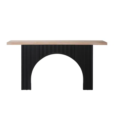 Goodsilo Modern Minimalist Console Table Arch Base Wood Top In Black