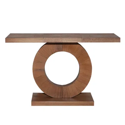 Goodsilo Modern Minimalist Wooden Console Circular Base Table