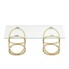 Goodsilo Modern Rectangle Coffee Table With Ring-shaped Frames In Gray