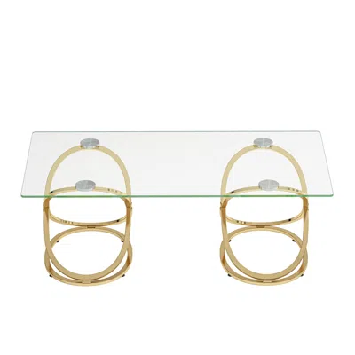 Goodsilo Modern Rectangle Coffee Table With Ring-shaped Frames In Gray