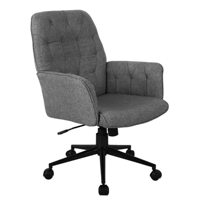 Goodsilo Modern Tufted Office Chair With Fixed Armrests In Gray
