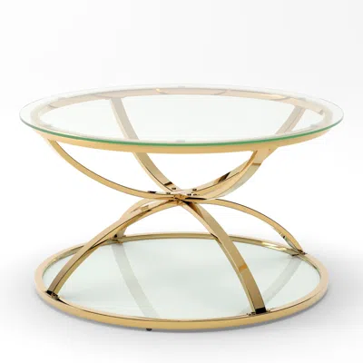 Goodsilo Modern Two-tier Round Coffee Table Suitable For Multiple Indoor Spaces In Gold