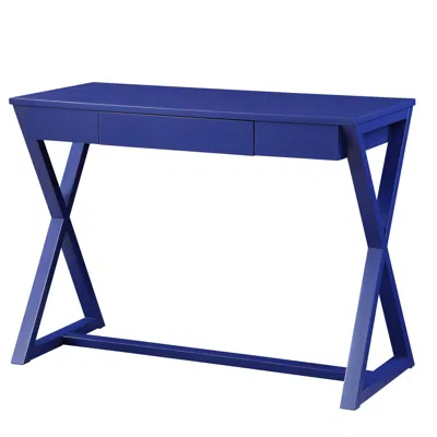 Goodsilo Modern X-base Writing Desk With Storage Drawer In Blue