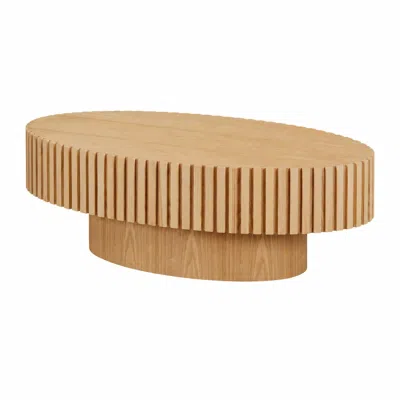 Goodsilo Oval Drum Coffee Table Ideal For Living Room And Bedroom Placement In Brown