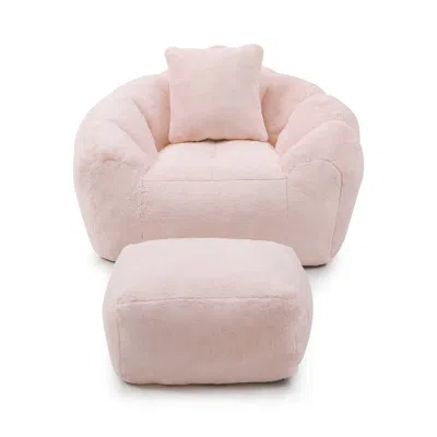Goodsilo Oversized Shell-shaped Bean Bag Chair Footstool In Pink