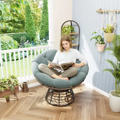 Goodsilo Papasan Chair Suitable For Home And Outdoor Use In Blue