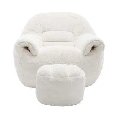 Goodsilo Plush Faux Fur Bean Bag Chair With Back Support In White