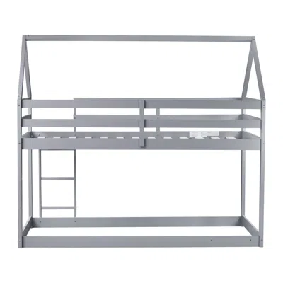 Goodsilo Premium House Shaped Twin Over Twin Floor Bunk Bed In Silver