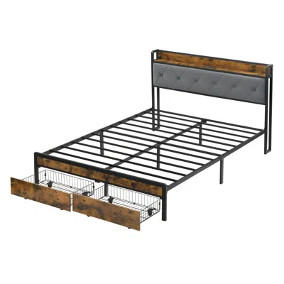 Goodsilo Queen Bed Frame With Underbed Storage And Integrated Convenience Features In Black