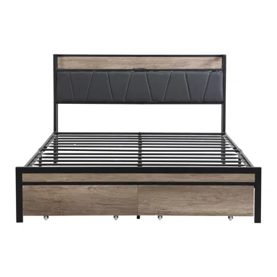 Goodsilo Queen Size Bed Frame With Headboard And Footboard In Brown