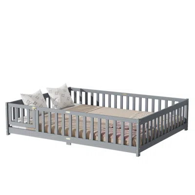 Goodsilo Queen Size Floor Bed With Safety Fence In Gray