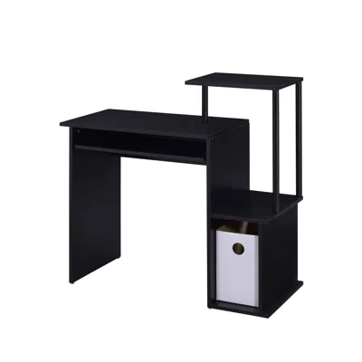 Goodsilo Rectangular Computer Desk With Storage And Keyboard Tray In Black