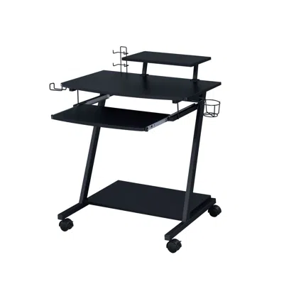 Goodsilo Rectangular Gaming Desk With Storage Compartment In Black