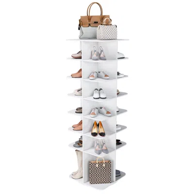 Goodsilo Rotating Free Standing Shoe Storage Organizer Tower In White