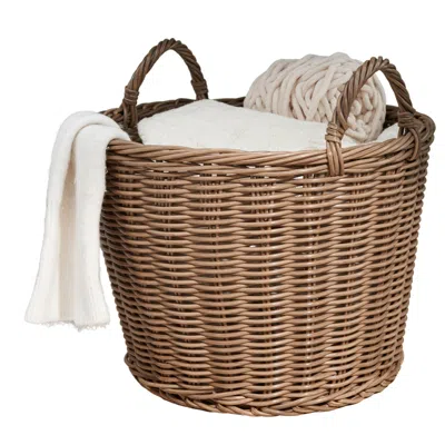 Goodsilo Round Cone Storage Basket With Durable Carry Handles In Brown