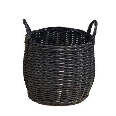 Goodsilo Round Storage Basket With Handles For Home Organization Use In Black