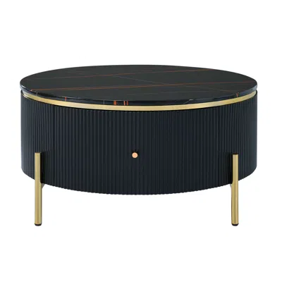 Goodsilo Round Storage Coffee Table With Two Drawers
